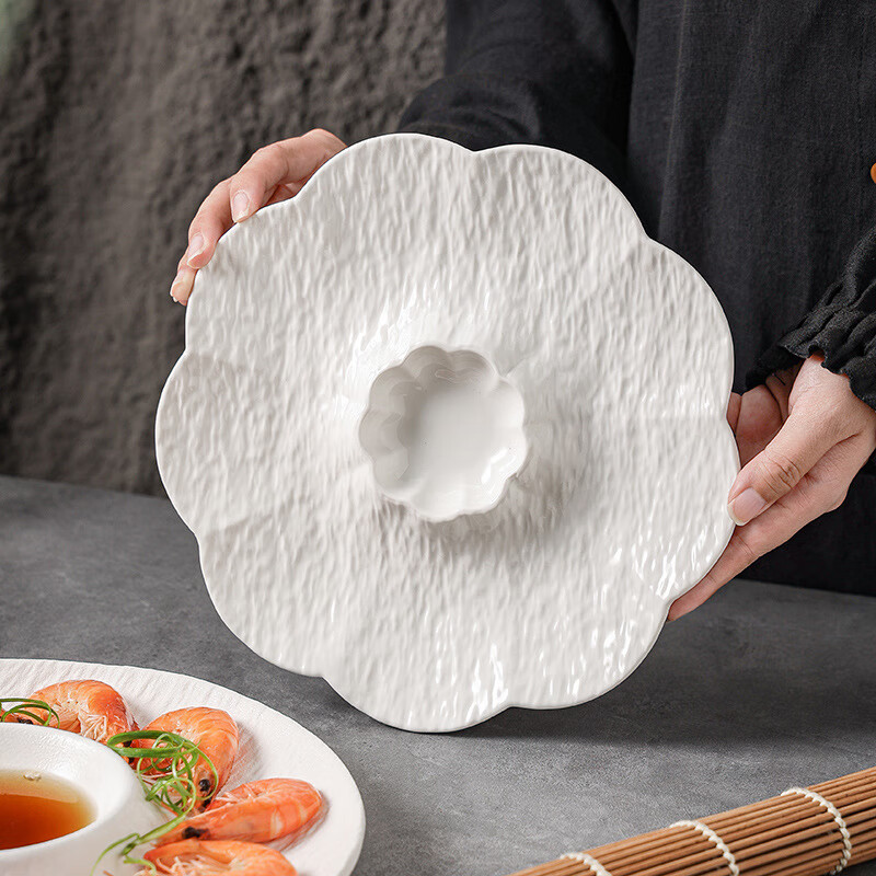 Dinner General Dumpling Plate with Vinegar Plate Ceramic Household Dip Plate Divided Dinner Plate Snacks French Fries Sushi Breakfast Plate Platter