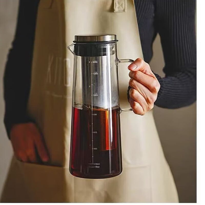 Large capacity cold brew pot high borosilicate glass ice drip coffee extraction pot household cold brew bottle heat-resistant tea cold kettle cold brew pot 1500ml