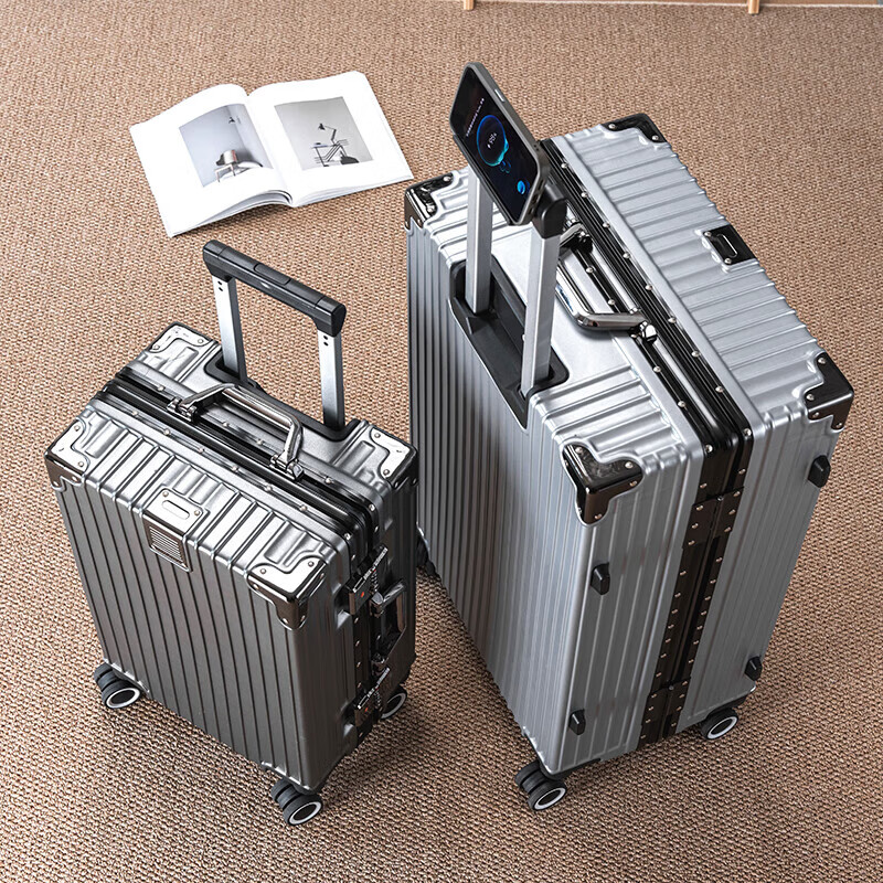 Trolley suitcase aluminum frame 20 boarding 22 large capacity 24 strong and durable 26 thickened 28 student 30 travel code gravel gray 22 inches