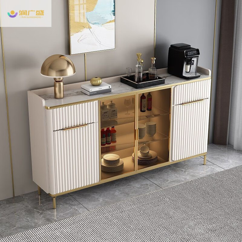 Zhanduo light luxury simple slate sideboard multi-functional light luxury wine cabinet wall-mounted living room storage integrated kitchen cupboard gold metal length 10*thickness 40*height 95 does not include installation 30% selection