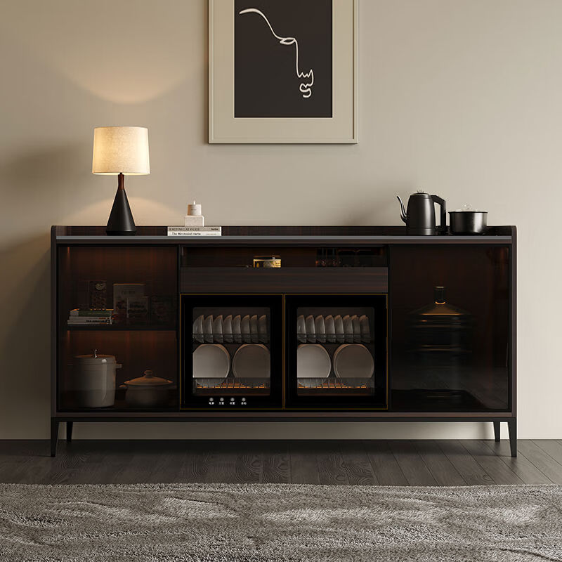 Jieyunmao Italian-style slate sideboard solid wood disinfection cabinet tea bar machine integrated wall-mounted living room multi-functional tea cabinet wine cabinet 1.8m functional disinfection cabinet + tea bar machine model smoked oak