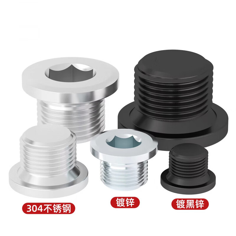 Jinchao black hexagonal flange plug with side pipe plug M8M10M12M20-M60*1/1.25/1.5/2 M16*1.5 1 piece 304