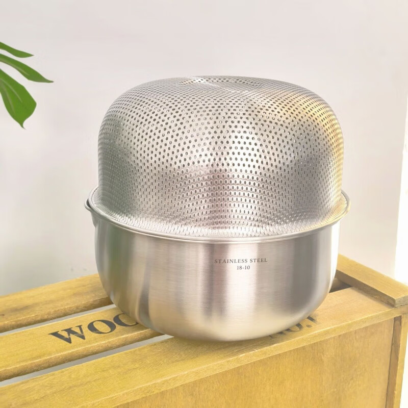 NAOISKEY/Stainless Steel Wash Basin Thickened Large Capacity Rice Basin Kitchen Drain Basin 4 Liter Zhuo Deming with original box