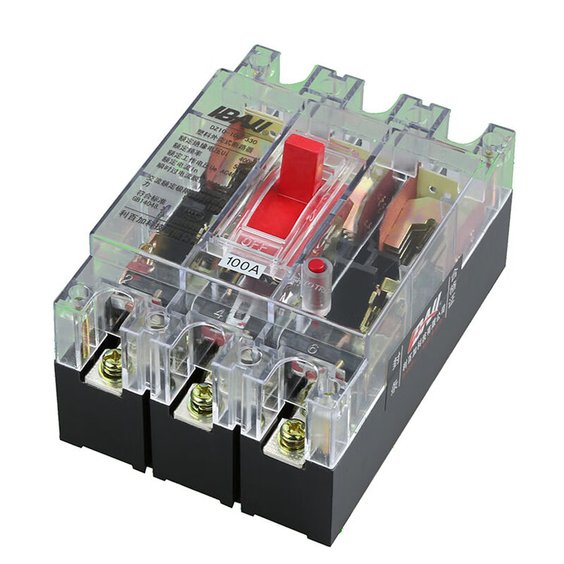 LBAJI three-phase three-wire transparent shell molded case circuit breaker 3P air switch DZ10-40A/63A/100A/160A 63A 3P