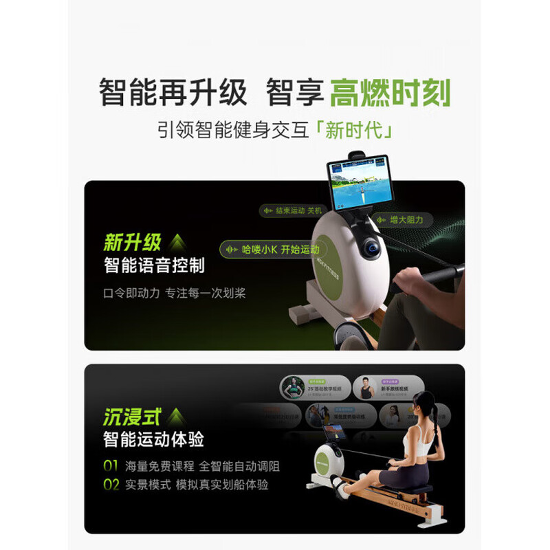 MOKFITNESSMOK (Mok)-K10 magnetic resistance silent rowing machine home smart folding rowing machine fitness equipment K10ES standard version (Lingjing black)