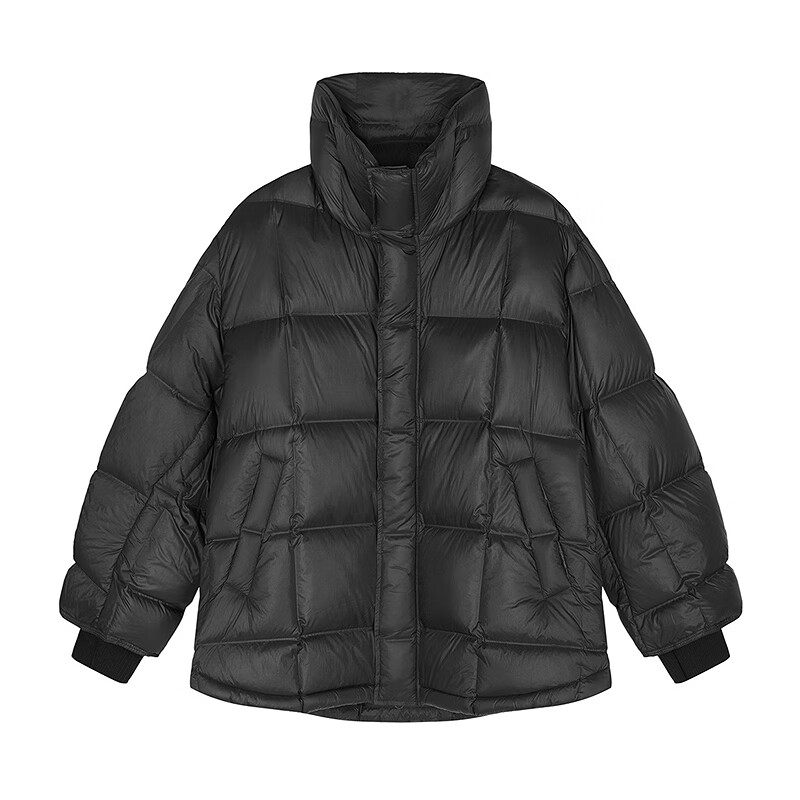 Jiangnan Buyi (JNBY) Black and Small Square Winter Style Stand Collar Down Jacket Loose Thickened White Duck Down Jacket Mid-Length 5OAC1027A