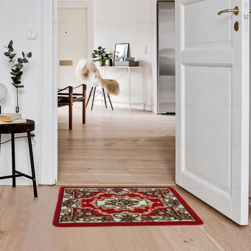 Jiaojing Hui Worshiping Felt Carpet Machine Woven Carpet Door Mat Entry Door Mat Living Room Foyer Dust Removal Foot Mat Thickened Red 60cm*90cm