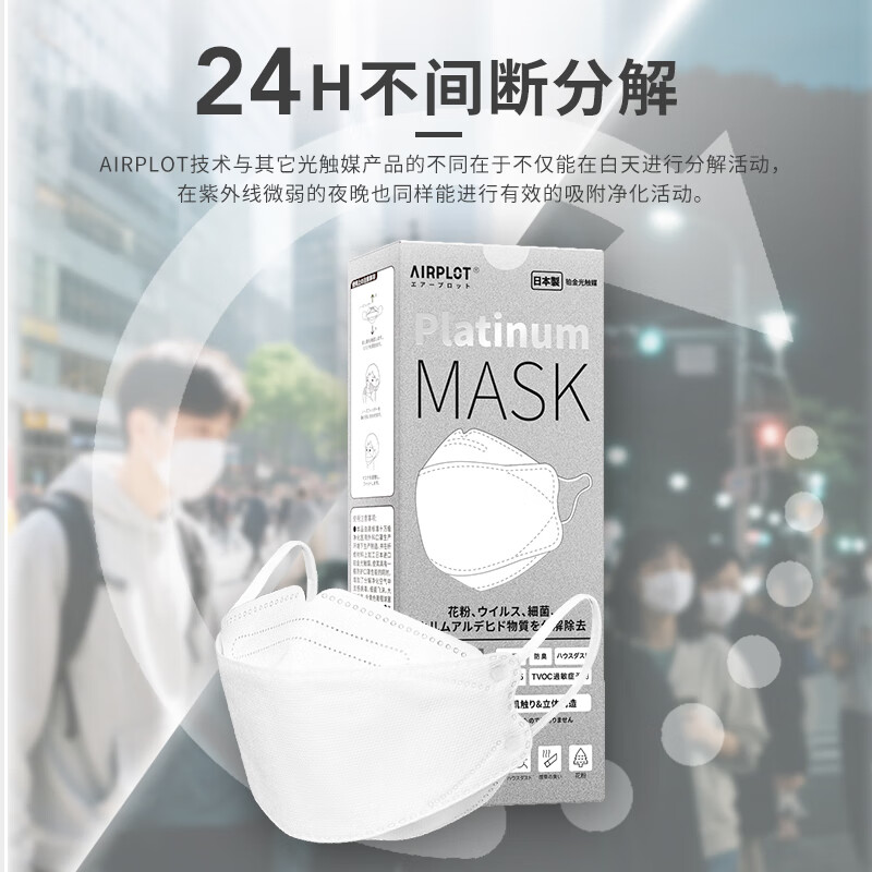 AIRPLOT Japan imported platinum photocatalyst 10-piece anti-formaldehyde special mask sterilization grade anti-droplet dust odor