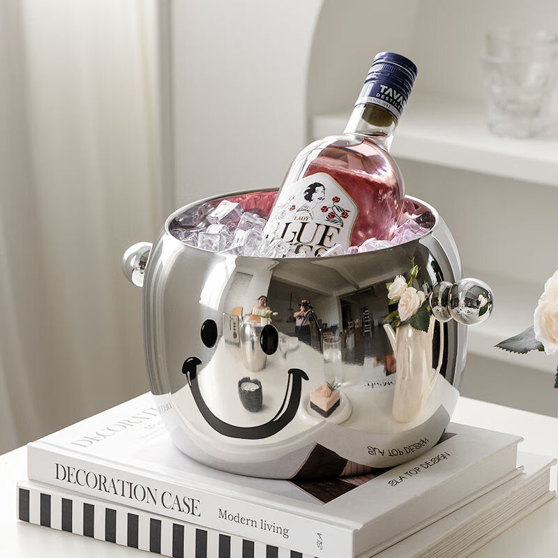 304 ice bucket stainless steel double-layer ice bucket bar KTV champagne bucket ice storage bucket beverage ice bucket 1.8L