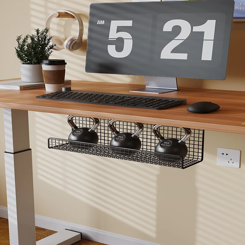Lin's boy under-desk cable management rack power cord trough hider organizer box wire socket holder storage desktop cable routing artifact black - double layer