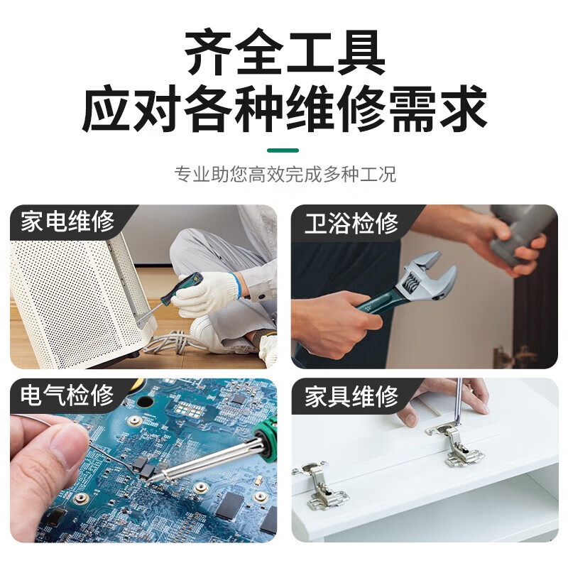 Shida Tool Set Home Property Installation and Repair Pliers Adjustable Wrench Screwdriver Claw Hammer Toolbox Set Multifunctional Luxury 28-piece Set 05166