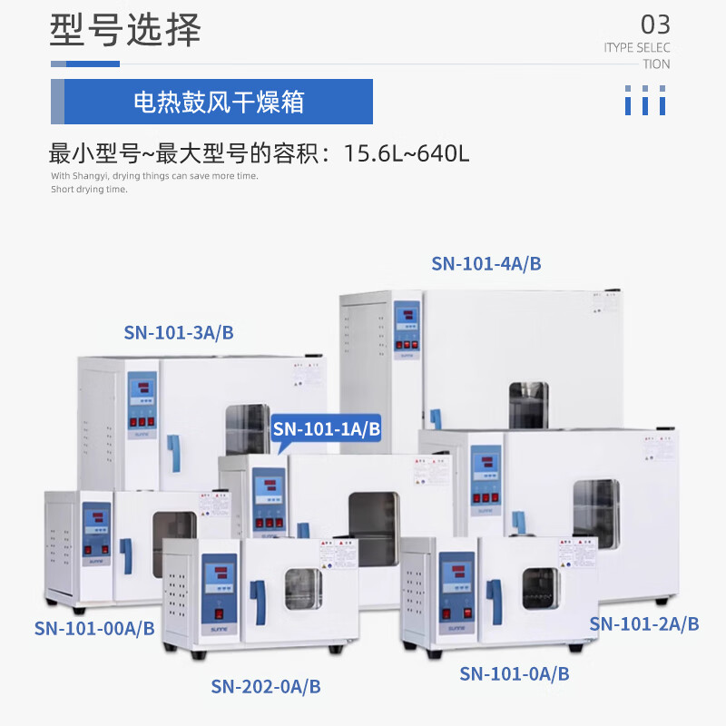 Shangyi Shanghai Electric Heating Constant Temperature Blast Drying Oven Industrial Oven Laboratory Aging Drying Oven Dryer All Stainless Steel Model SN-101-4QB 640L 21