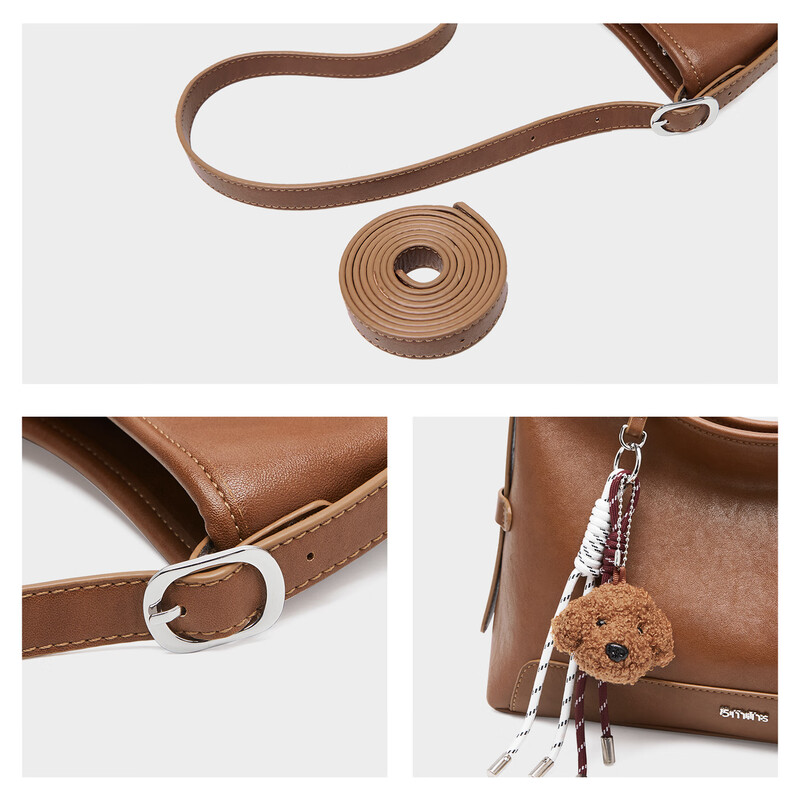 15MINS bag for women 2025 new vegetable tanned light luxury large capacity single shoulder crossbody hobo bag for women commuting ladies bucket bag