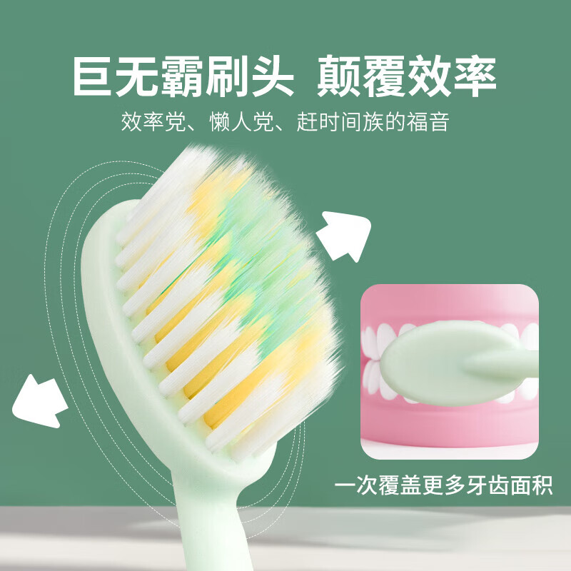 Donglai same style large head convex surface step hair grafting Roman column giant toothbrush adult family pack anti-allergic gum protection large head convex surface soft brush 5 pieces