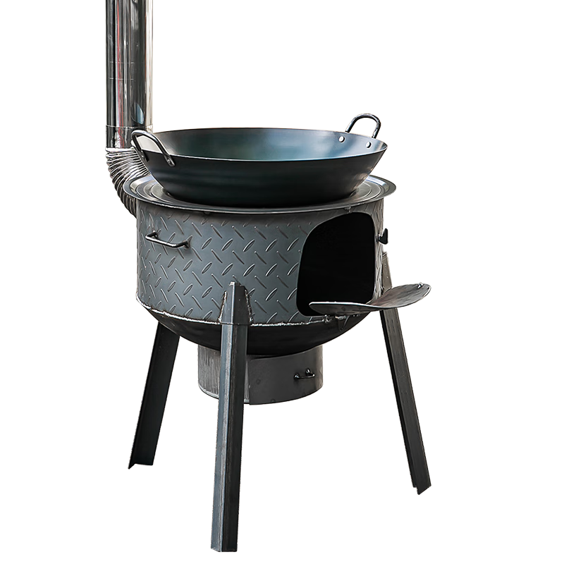 New wood stove household rural wood stove wood stove mobile stove large pot outdoor camping stove sub-floor pot classic large hearth thickened 2.2 pattern steel 48CM + stove ring 48cm