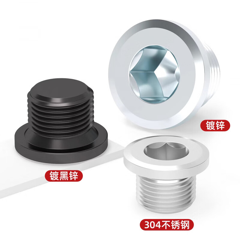 Jinchao black hexagonal flange plug with side pipe plug M8M10M12M20-M60*1/1.25/1.5/2 M16*1.5 1 piece 304