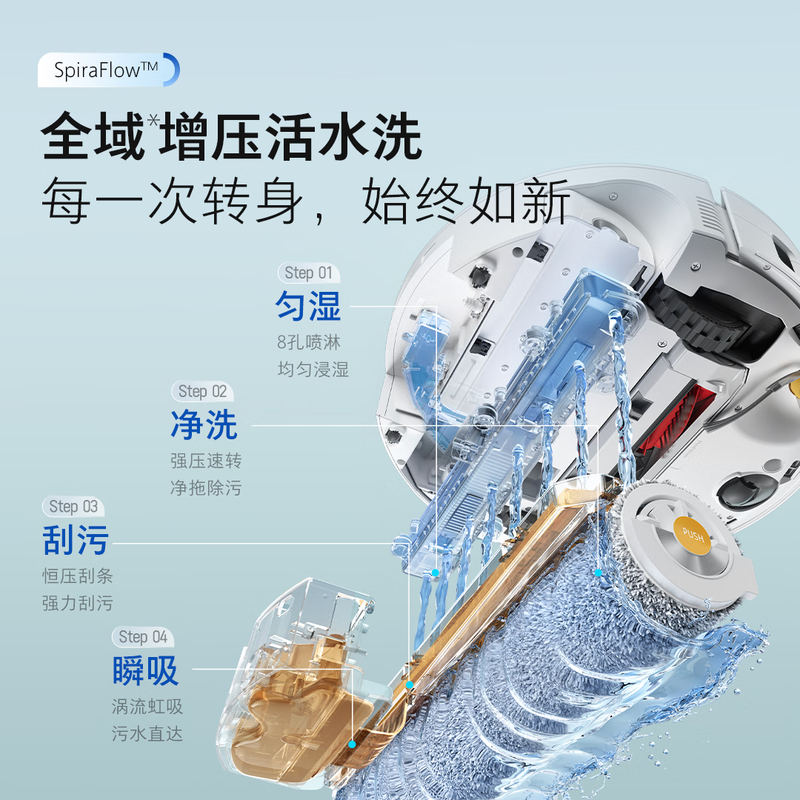 Roborock sweeping robot integrated sweeping and mopping P20 running water version roller floor washing robot automatic dust collection hot water washing mop floor mopping vacuum cleaner A2440RR