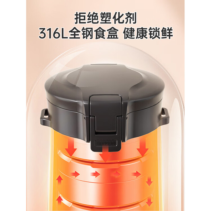 Bangda 24-hour extra long insulated lunch box bucket 316L stainless steel office workers and students large capacity multi-layer lunch box 316L stainless steel noble purple 2.9L_4 layers_free insulation bag+