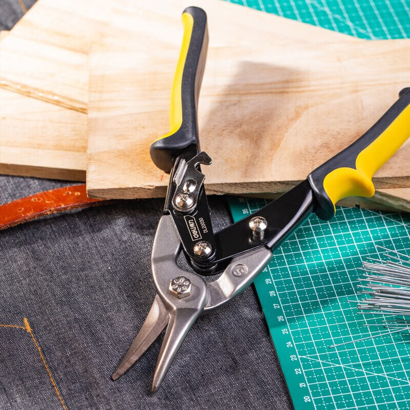 Deli iron scissors, stainless steel scissors, straight aviation scissors, industrial scissors, barbed wire keel shears, aluminum plates, 8.5-inch powerful metal scissors-DL351215