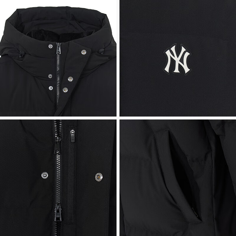MLB down jacket for men and women, 2025 latest basic versatile long style 3ADJB2356-50BKS-M