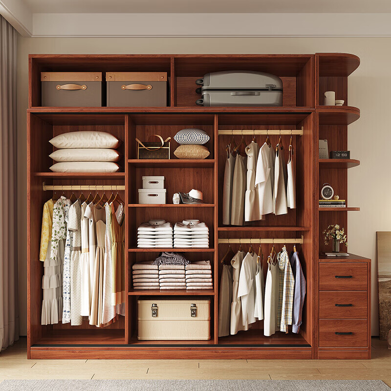 Santoba Wardrobe Home Bedroom Sliding Door Wardrobe Modern Simple Small Apartment Rental Storage Cabinet Children's Storage Cabinet 200*180*50 Three Door Main Cabinet + Side Cabinet 2 Doors Assembly