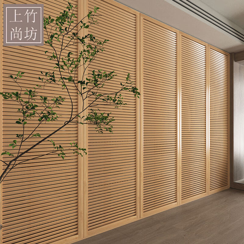 Jieyunmao open wardrobe door rattan folding sliding sliding Japanese style wardrobe door bamboo solid wood louvered cloakroom door rattan folding sliding door 780 per square