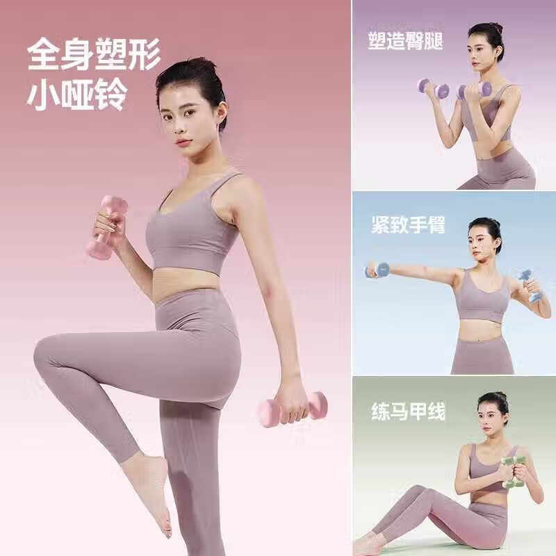 LDVEP German quality dumbbell women's fitness home equipment youth dumbbell adult strength training solid cast iron small cherry blossom powder 2KG_2 shaping aerobic