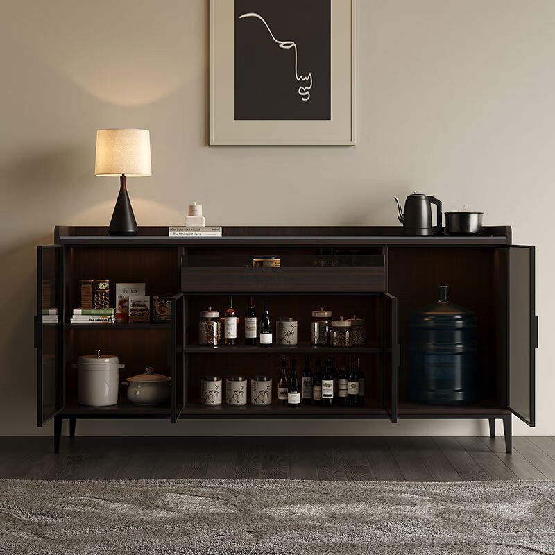 Jieyunmao Italian-style slate sideboard solid wood disinfection cabinet tea bar machine integrated wall-mounted living room multi-functional tea cabinet wine cabinet 1.8m functional disinfection cabinet + tea bar machine model smoked oak