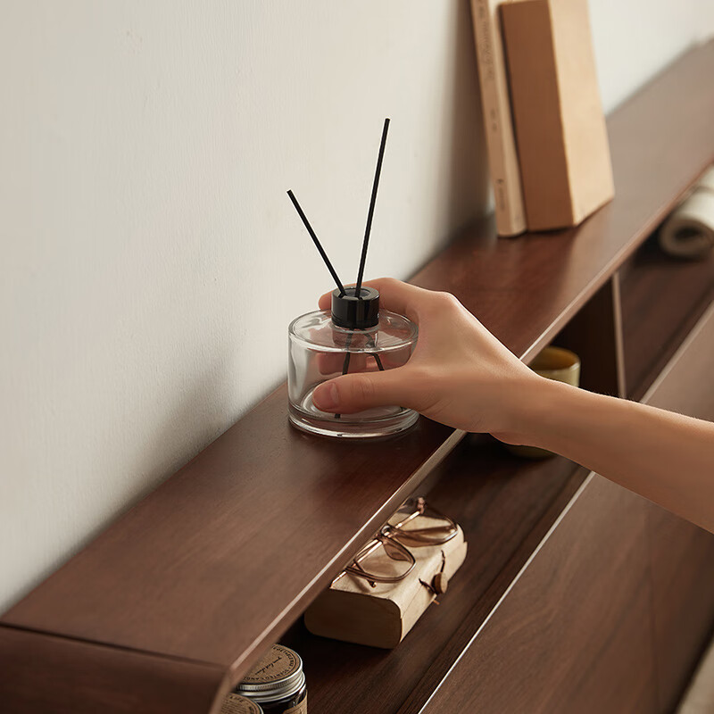 Lin's home double bed 1.8 meters 1.5 meters 1.5 meters thickened bedroom walnut color bedside storage Yueye series UM2A high box storage bed double drawer at the end of the bed 1800*2000mm single bed