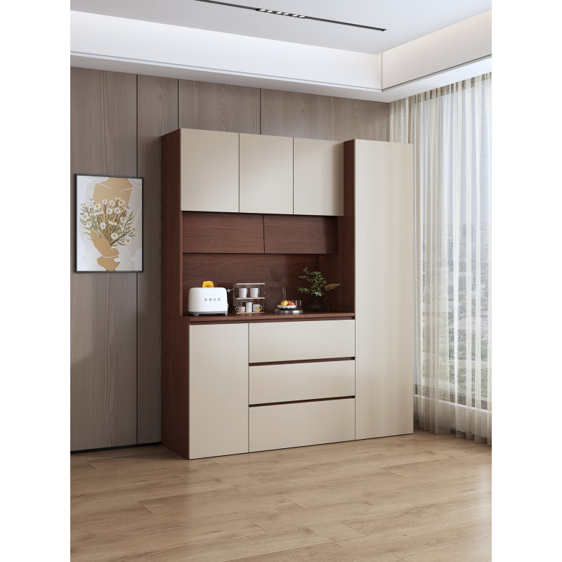 He Jiagong mid-century style living room sideboard wall-mounted integrated storage cabinet multi-functional snack wine cabinet home restaurant tea high cabinet Type A (eo ecological board) length 120*height 220*depth 42