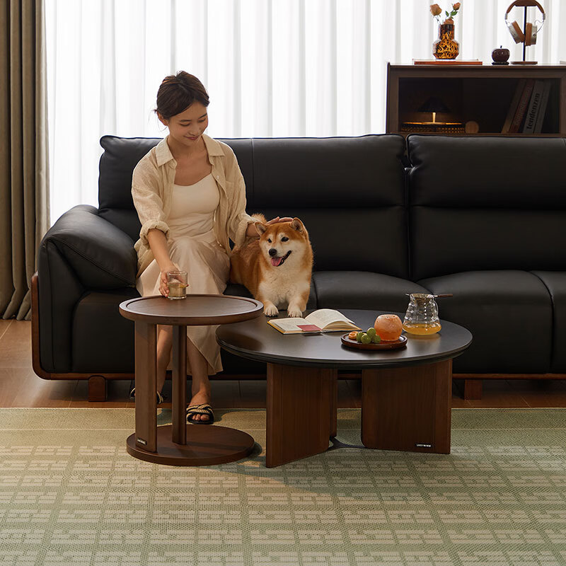 Lin's home walnut color floor-standing TV cabinet living room 2025 new combination coffee table size apartment Tata series UY2L