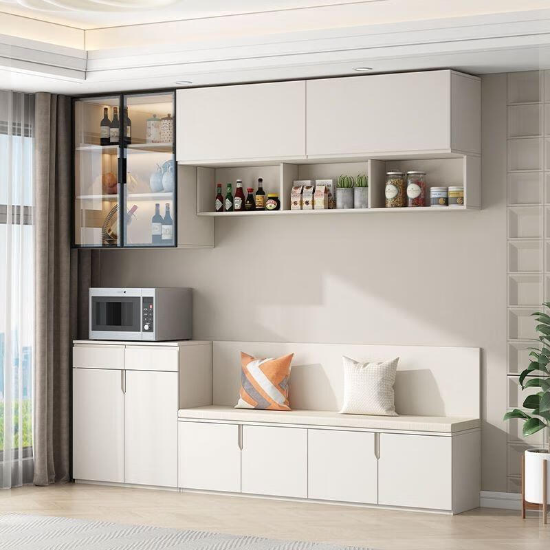 Storage cabinet integrated wall cabinet card seat dining table household solid wood sideboard card seat side cabinet back C left style/wall cabinet length 260