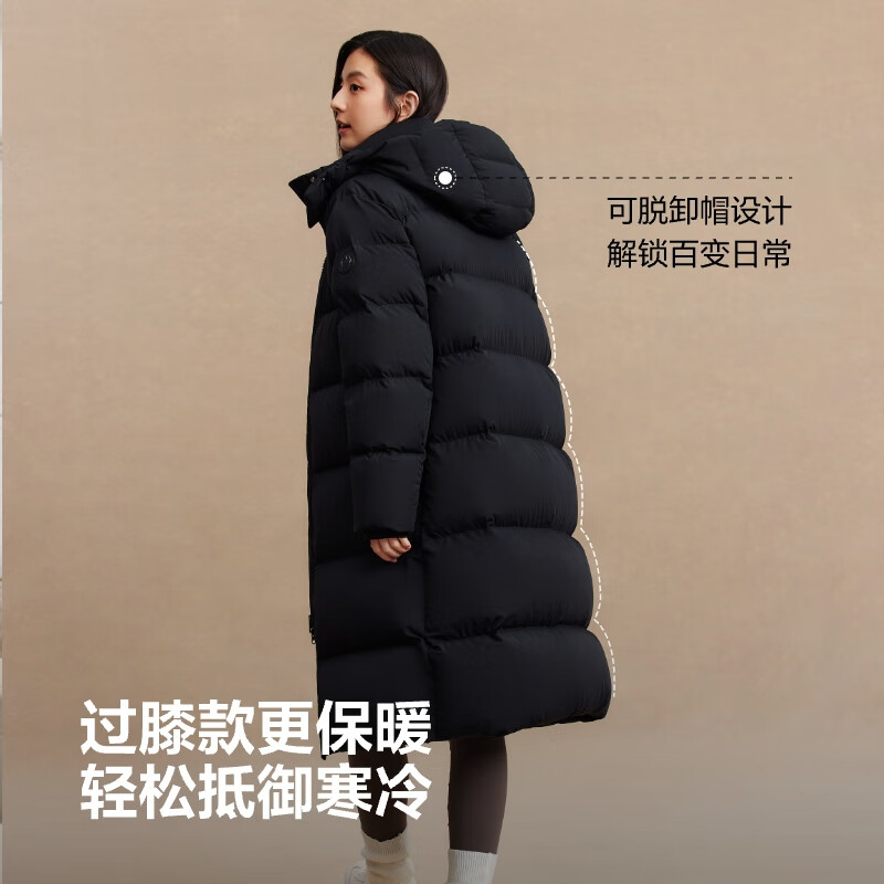 Bosideng 2025 winter fashionable casual soft and comfortable long loose thick feather removable hood down jacket