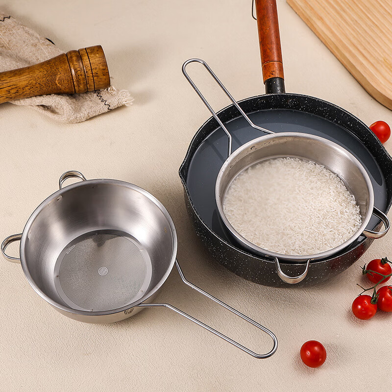 FVFH German stainless steel washing dish artifact rice washing sieve rice washing basin fine hole filter spoon kitchen sink draining fruit basket rice washing artifact 1 pack stainless steel rice washing sieve