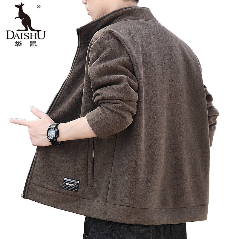 Polar fleece jacket for men autumn and winter 2025 new spring and autumn casual cardigan thick cotton T fleece jacket for men brown 2XL 150-165 catties