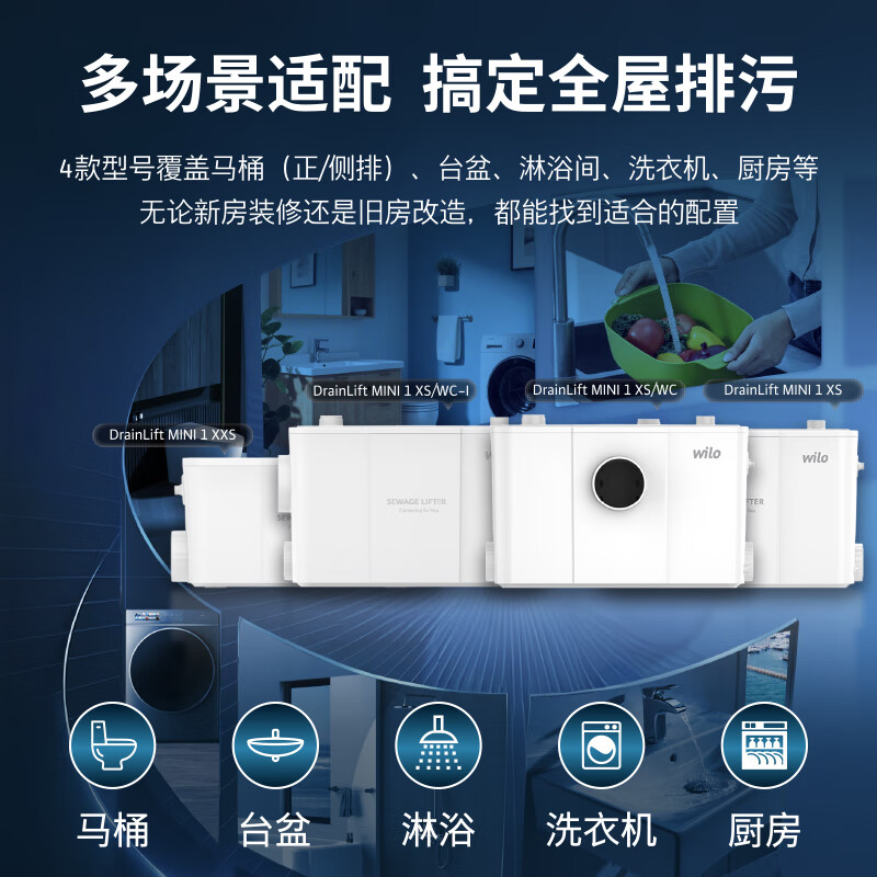 WILO Wilo sewage lift pump basement household lift sewage pump DrainLift MINI1 XS