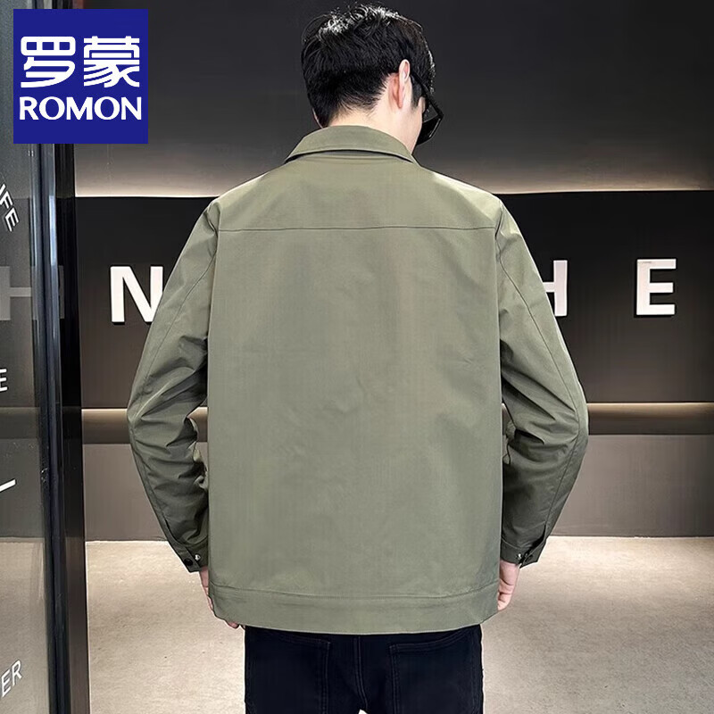 Romon Jacket Men's Jacket Spring and Autumn New Lapel Business Casual Solid Color Simple Versatile Fashion Cardigan Jacket Men