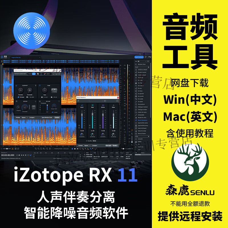 IZotope RX11 RX10 vocal accompaniment separation and noise reduction software audio repair plug-in Win Chinese/Mac network disk without express delivery