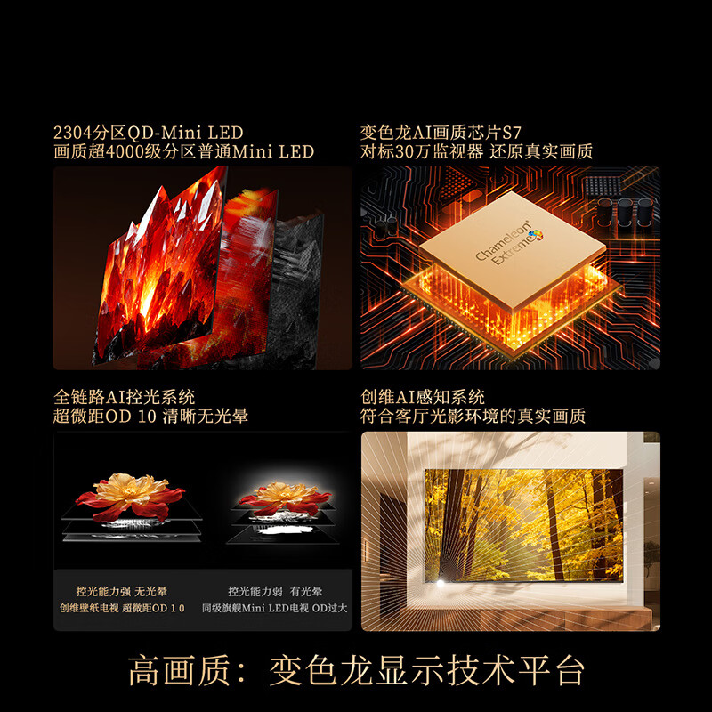 Skyworth TV A7F Pro 65-inch wallpaper TV Mini LED matte screen display ultra-thin seamless wall-mounted flicker-free screen eye protection certification national subsidies for home appliances