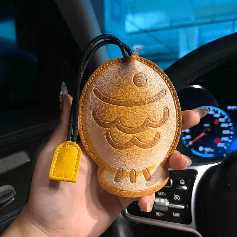Shijanu Avocado Pull Key Bag 2025 New Style Suitable for Volkswagen, Audi and Mercedes-Benz Small Fish Embossed Three-dimensional Process (11*8.6cm)_ High Quality