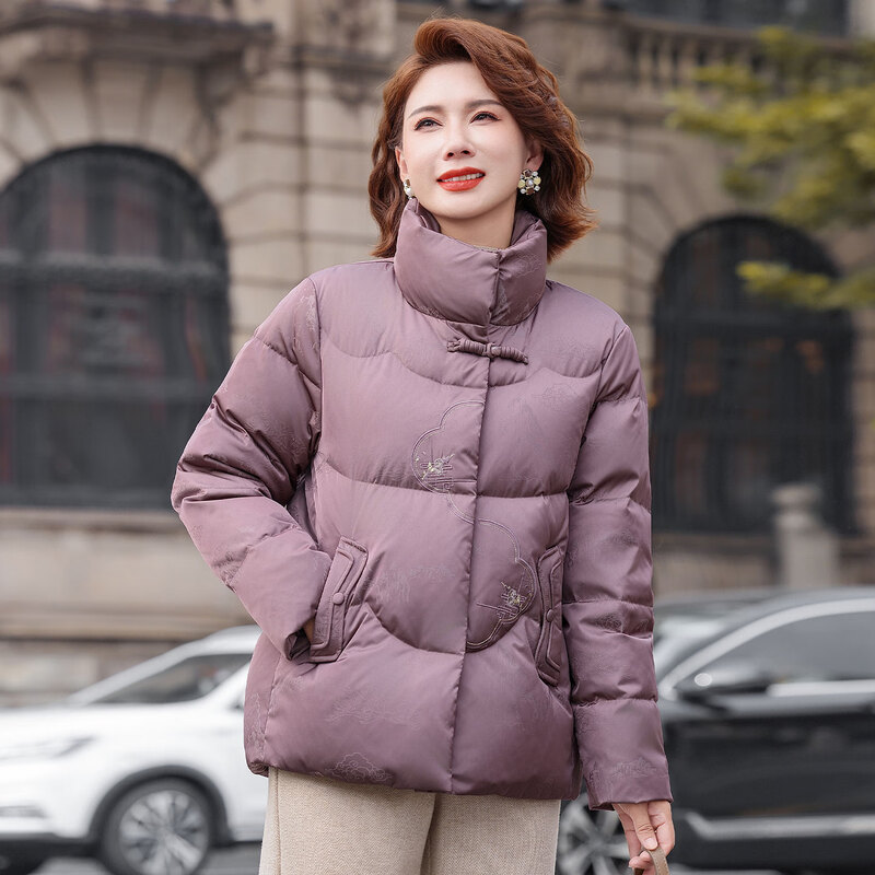 YAYA mother down jacket winter 2025 new middle-aged and elderly short stand-collar women's style thickened warm jacket