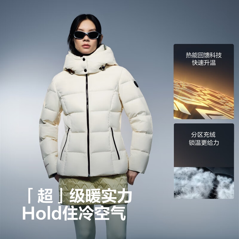 Bosideng 25 years winter puff down jacket women's goose down thickened removable hood slim short lazy style jacket