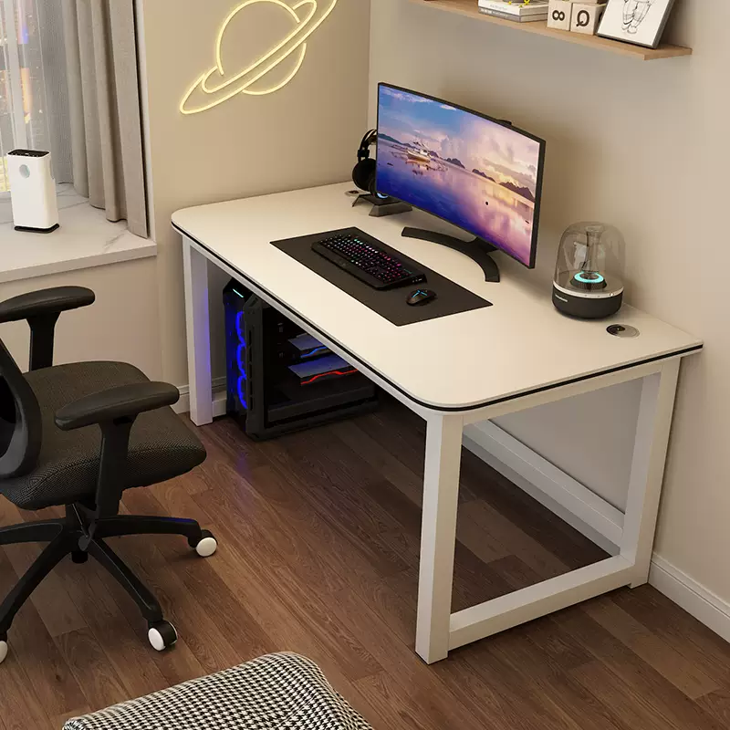 Yusenyi computer desktop table, home e-sports table, simple modern office desk, long table, study table, student office, white desktop - black table legs (reinforced version), hot-selling color 80x40x74cm