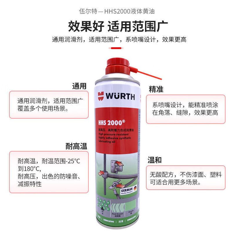 Wurth liquid butter HHS2000 high pressure resistant high adhesion grease hinge lubricant spray HHS2000 liquid butter_500ML