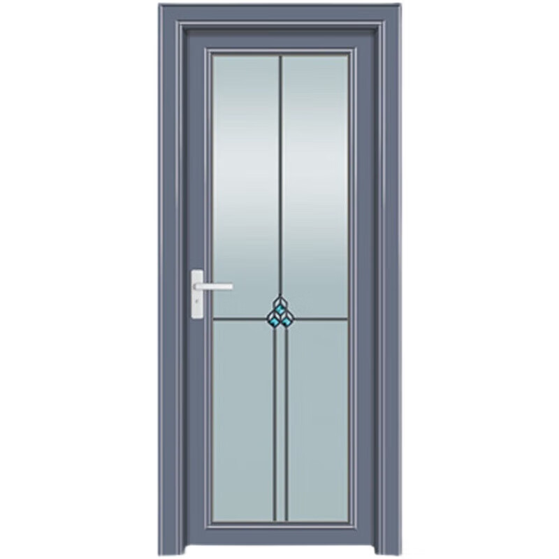Indoor bathroom door toilet door bathroom door double tempered glass door titanium magnesium aluminum alloy bathroom door complete set 1.0 double edge