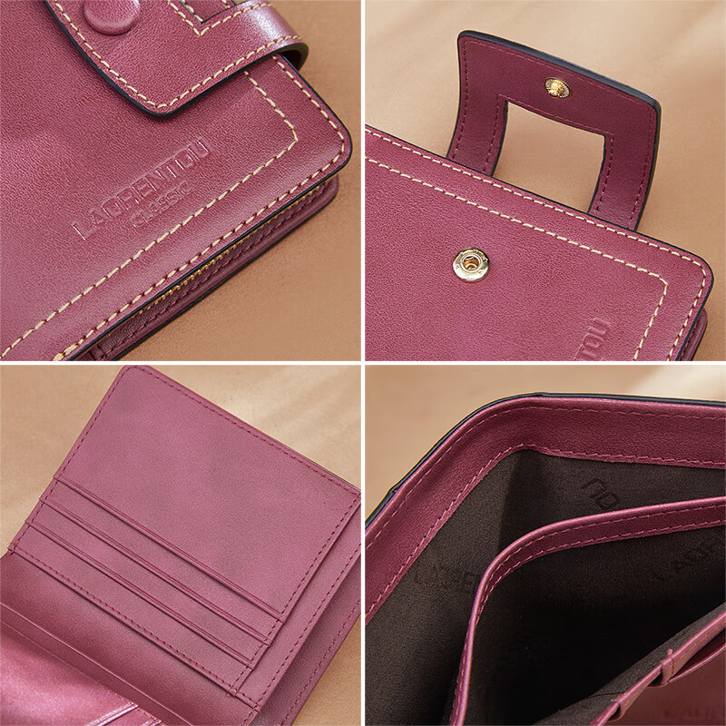 Old man's head cowhide women's wallet large capacity short coin card holder money note holder clutch bag light luxury birthday gift for girls