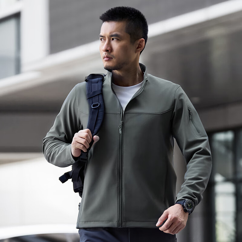 Dragon Tooth Fourth Generation Dragon Tooth Cold Front Tactical Soft Shell Jacket Enhanced Stand Collar Outdoor Leisure Sports Functional Jacket for Men Extreme Night Black 2XL 180/100A Weight 146-174 catties