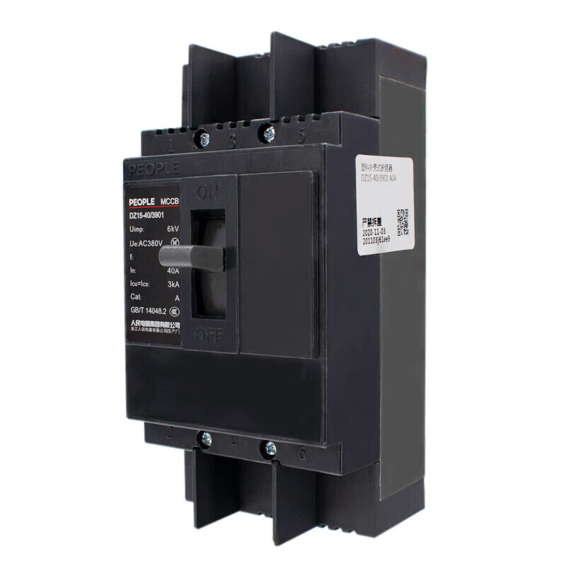 People's Electrical Appliances (PEOPLE) People's Electrical Appliances plastic shell circuit breaker DZ15-40 100/290 390 air switch single-phase three DZ15-40/29025A