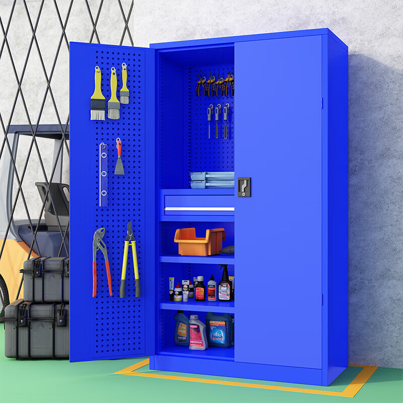 Baigang heavy-duty tool cabinet multi-functional storage cabinet auto repair tool accessories storage cabinet workshop storage cabinet with mesh plate blue with mesh one draw BG-GJ-1149
