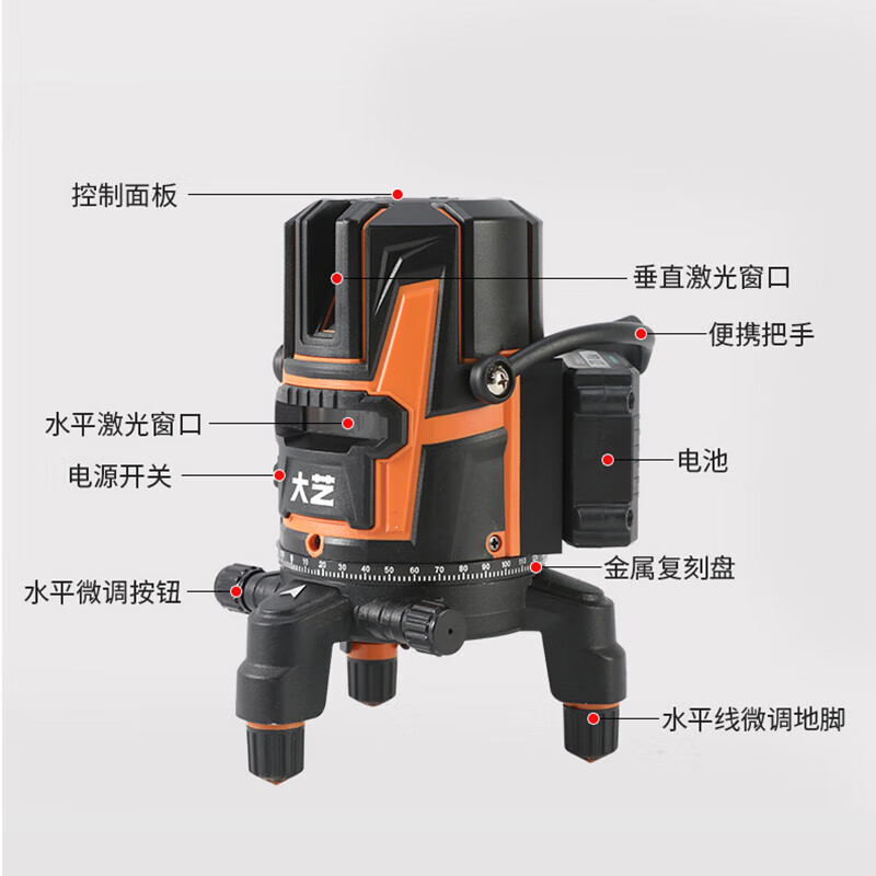 Dayi Level 2/3/5 Line Green Light High-Precision Wall Mounting Instrument Automatically Calibrates Outdoor Strong Light Wiring New Product Launch ZC-8 Dual Electric (8 Lines) Plastic Box